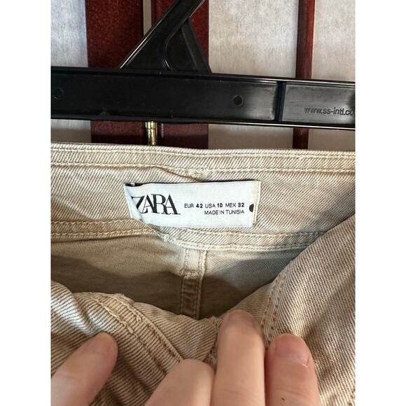 Zara Light brown/ tan jeans size 10 Women's wide leg - Picture 6 of 9
